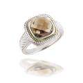 18k Gold and Sterling Silver Smokey Quartz Ring Compare 