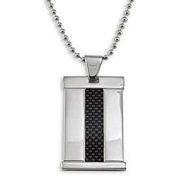 Stainless Steel Carbon Fiber Dog Tag Necklace  