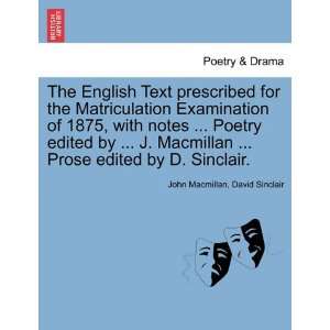  The English Text prescribed for the Matriculation 
