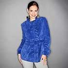 Pamela McCoy Suede Ruffle Trim Jacket Blue, S, button off, comes with 