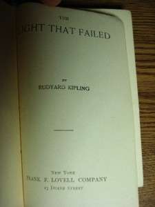 THE LIGHT THAT FAILED Rudyard Kipling Early Lovell Edit  