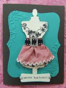 Handmade BIRTHDAY Card EMBOSSED BLING DRESS Stampin Up!  