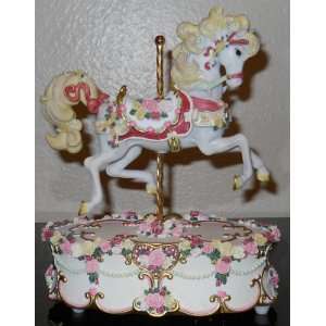  HEARTS AND ROSES SINGLE HORSE ANIMATED CAROUSEL 