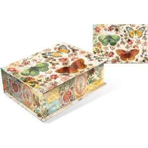  Punch Studio Cigar Box Notecards Butterfly Quilt Health 