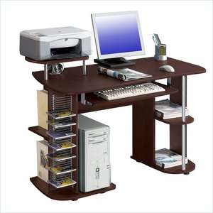   Rustam Wood Work Station Chocolate Computer Desk 858108003474  