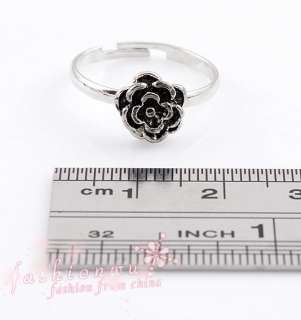 50Pc Ancient Silver Plated Cute Flower Ring Free Ship1  