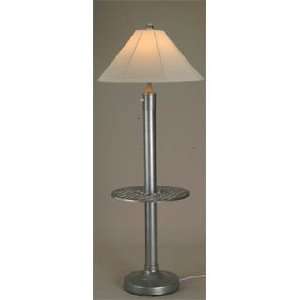  Catalina Weatherproof Floor Lamp with Table Silver: Patio 
