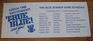 1988 CFL Winnipeg Blue Bombers Home Schedule  