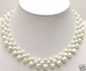 lovely natural 6 7 8mm white pearls necklace 925s clasp  
