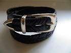 Vtg BRIGHTON Woven BROWN Leather BELT size 42 Silver Buckle  