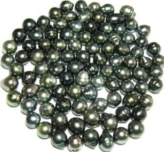 Lot of 10 9 10 MM Baroque Loose Tahitian Black Pearls  