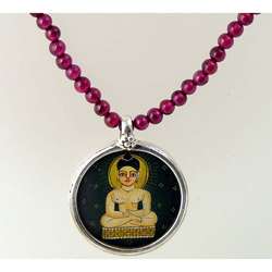 Sterling Silver Lord Buddha Gemstone Strand Necklace (India 