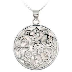 Sterling Silver Mother of Pearl Medallion Necklace  