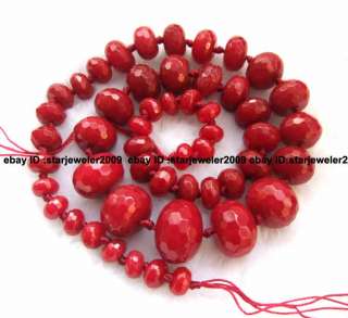 new graduated 8 18mm red Jade roundel faceted gemstone Beads 17 