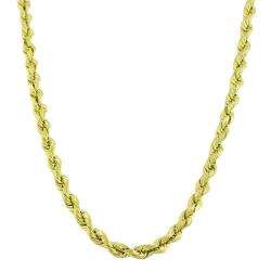 10k Yellow Gold 22 inch Superlight Rope Chain Necklace (3 mm 