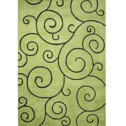Hand tufted Sarah Scrolls Green Wool Rug (8 x 10)  Overstock