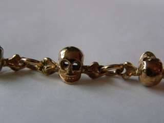 RRR Antique gold chain fob for pocket watch.10 skulls  