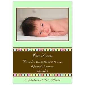  Gumballs on Mint Birth Announcements   Set of 20 Baby