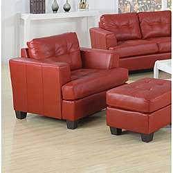 Acme Red Bonded Leather Chair  Overstock