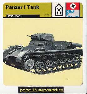 PANZER I TANK First German AFV Pzkfw IA WW2 WEAPON CARD  