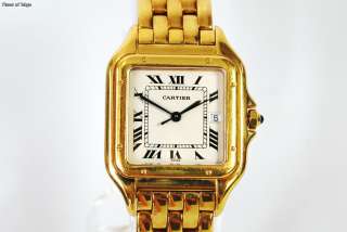   Cartier Panthere 18k Yellow Gold Mens Watch Large w/ Case Certificate