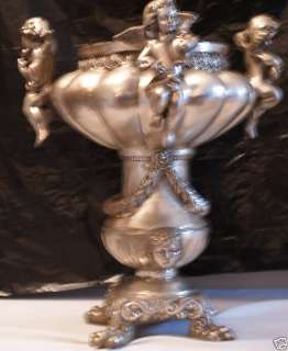 SILVER PLATED BRONZE PAIR OF URN / PLANT HOLDER OR VASE  