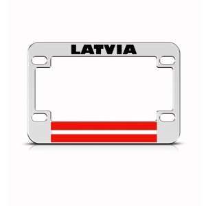 Latvia Flag Metal Motorcycle Bike License Plate Frame Tag Holder