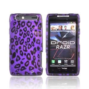  For Motorola Droid RAZR Purple Black Leopard Hard Plastic 