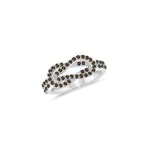  0.66 Cts Champagne Diamond Love Knot Ring in 14K White 