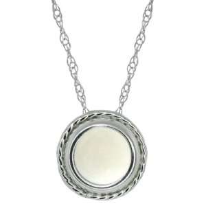  0.65 Ct Round Shape White Opal Sterling Silver Pendant 