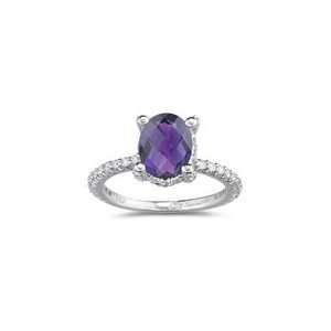  0.56 Cts Diamond & 1.69 Cts Amethyst Ring in 14K White 