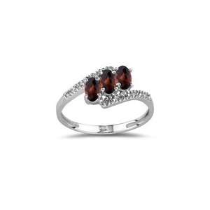  0.05 Cts Diamond & 0.75 Cts Garnet Ring in 14K White Gold 