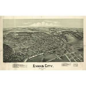  1900 Evans City Pennsylvania, Birds Eye Map