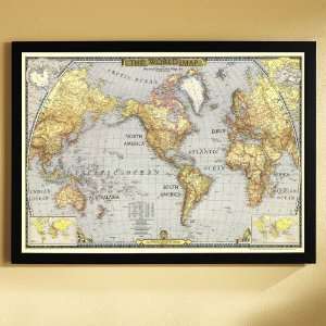  National Geographic 1943 World Map   Black Frame: Office 