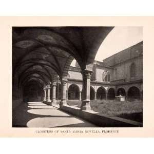  1905 Halftone Print Cloisters Santa Maria Novella Florence 