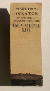 1940s Matchbook Union National Bank Wichita KS Sedgwick  