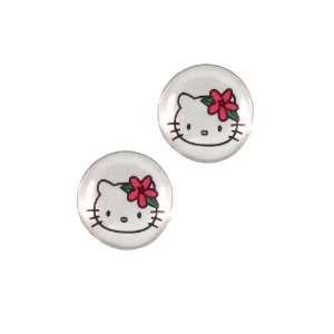    1 Pair of Hello Kitty Stud Earrings  White: Arts, Crafts & Sewing