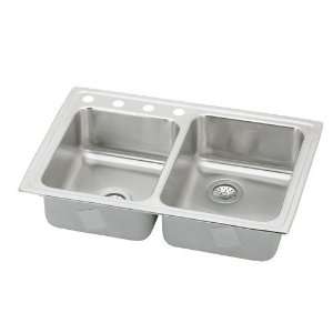  33 X 22 4 Hole Double Bowl Stainless Steel Sink Lustertone 