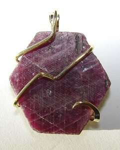 53.84ct Natural Rough Ruby Crystal 14kt Pendant Wrap  
