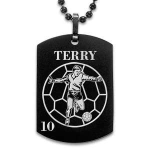  Black Stainless Steel Engraved Sports Dog Tag Pendant 