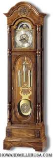 610950 Howard Miller 86H Oak Grandfather floor Clock, triple chime 