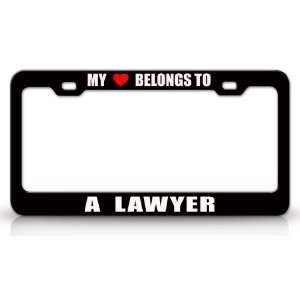   LAWYER Occupation Metal Auto License Plate Frame Tag Holder, Black