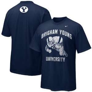 Nike Brigham Young Cougars Navy Blue Old School T shirt:  