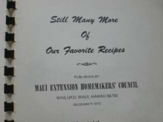 Still Many More of Our Favorite Recipes Maui 1972 HI  