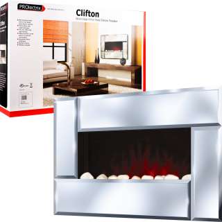 PROlectrix Clifton Bevel Edge Mirror Panel Electric Fireplace Heater 