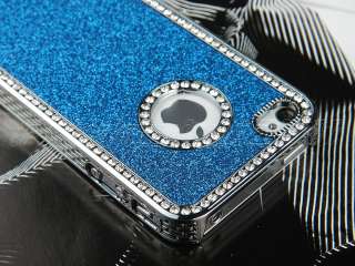 Purple Bling Glitter Rhinestone Chrome Hard Case Cover For iPhone 4 4S 