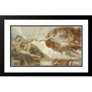  Michelangelo 40x26 Framed and Double Matted The Creation of Man 