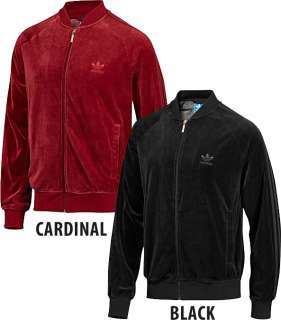 NEW Adidas Originals Velour Track Jacket Shirt Black Cardinal Red 