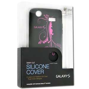 Samsung Laser Cut Pink with Black Galaxy S Branch Design Silicone Skin 