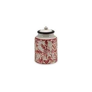   Ceramic Kitchen Canister with Red Pattern Designs:  Kitchen